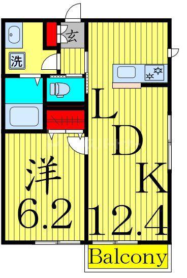 足立区中央本町3丁目(1LDK/3階)の間取り写真