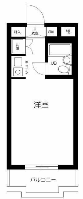 ライオンズマンション新宿原町(ワンルーム/2階)の間取り写真