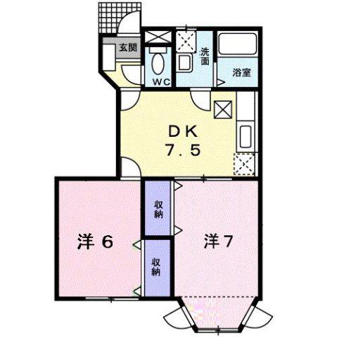 ハ-ヴェストFーB(2DK/1階)の間取り写真