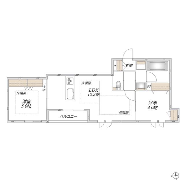 VILLA DEL SOL VI(2LDK/3階)の間取り写真