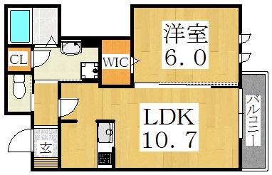 ビオラメゾン(1LDK/2階)の間取り写真