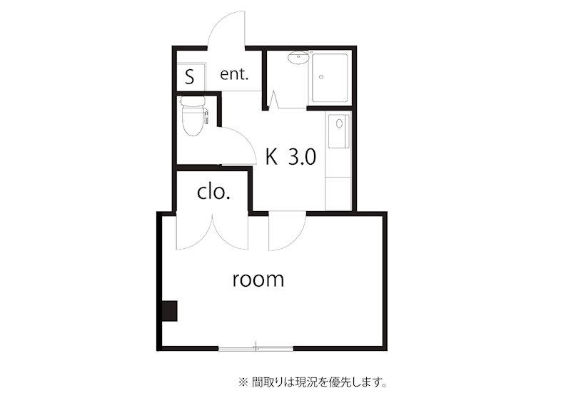 宝生ビル(1K/1階)の間取り写真