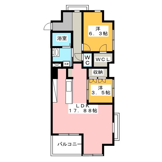 アートフォルム元城(2LDK/4階)の間取り写真