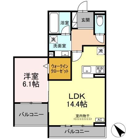 ノヴァーリス恵(1LDK/2階)の間取り写真