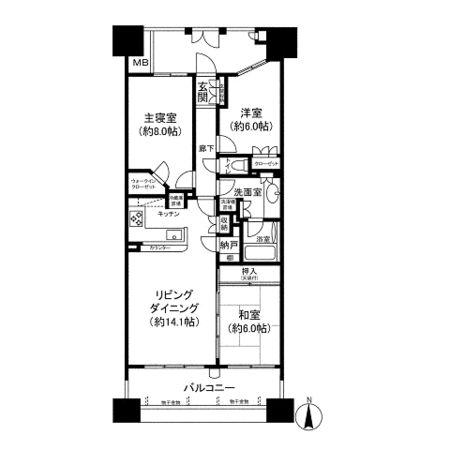 パークシティ仙台五橋(3LDK/12階)の間取り写真
