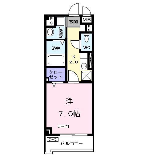 プラシード I(1K/2階)の間取り写真