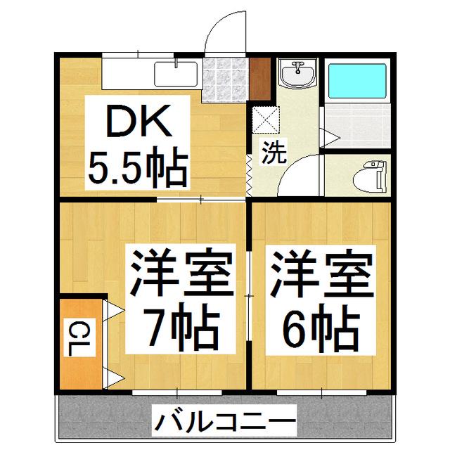 ホワイトブリーズ(2DK/1階)の間取り写真