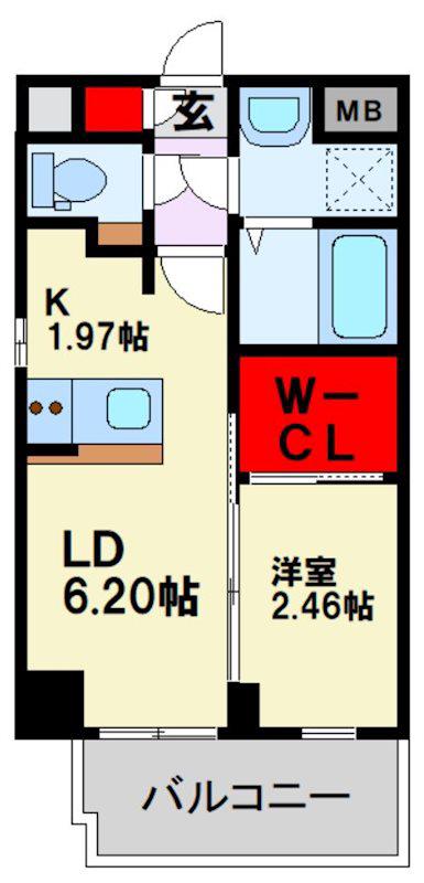 R-LINK南福岡(1LDK/2階)の間取り写真
