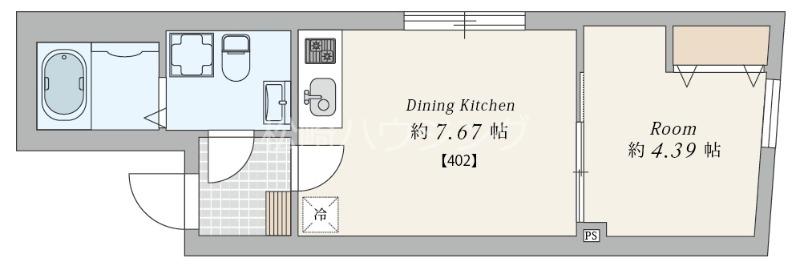 新井4丁目マンション(1DK/4階)の間取り写真