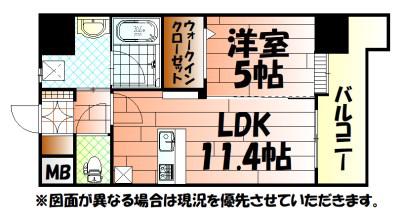ガーデンコート砂津(1LDK/8階)の間取り写真