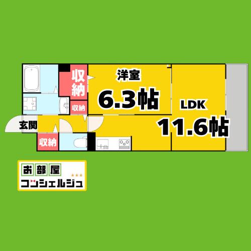 カステッロ マルノ(1LDK/1階)の間取り写真