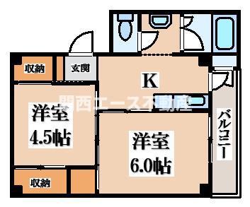 ビレッジハウス外町(2DK/2階)の間取り写真