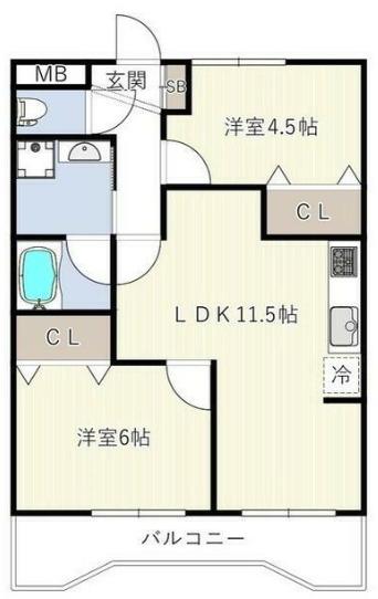 イノベ日野台(2LDK/4階)の間取り写真