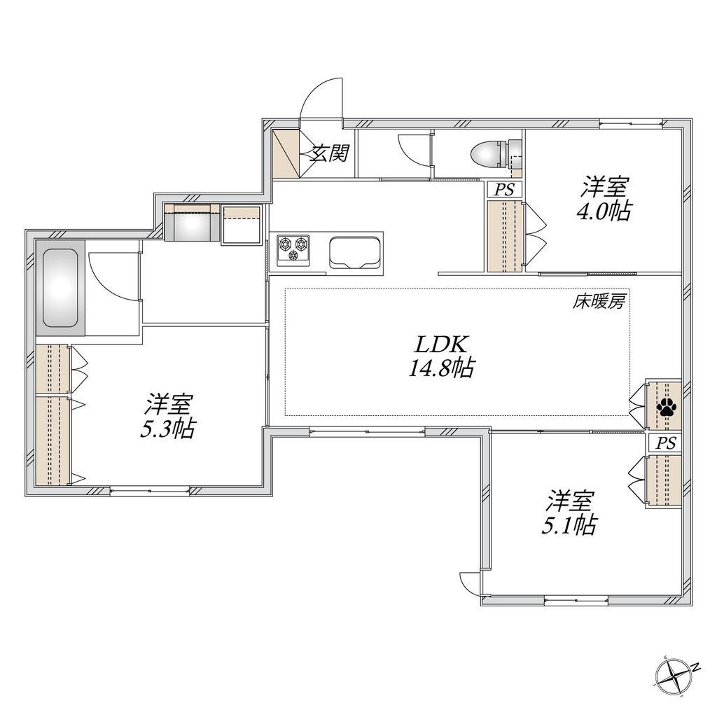 SUN ZEM(3LDK/1階)の間取り写真