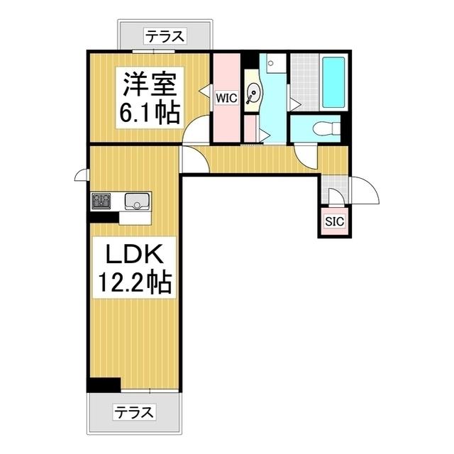 MELS COURT(1LDK/1階)の間取り写真