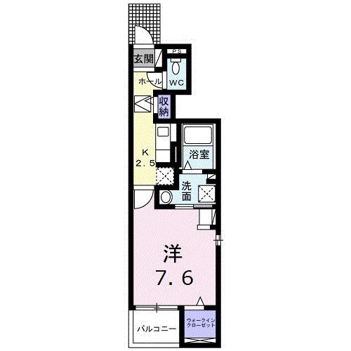 フォレストヒル B(1K/1階)の間取り写真