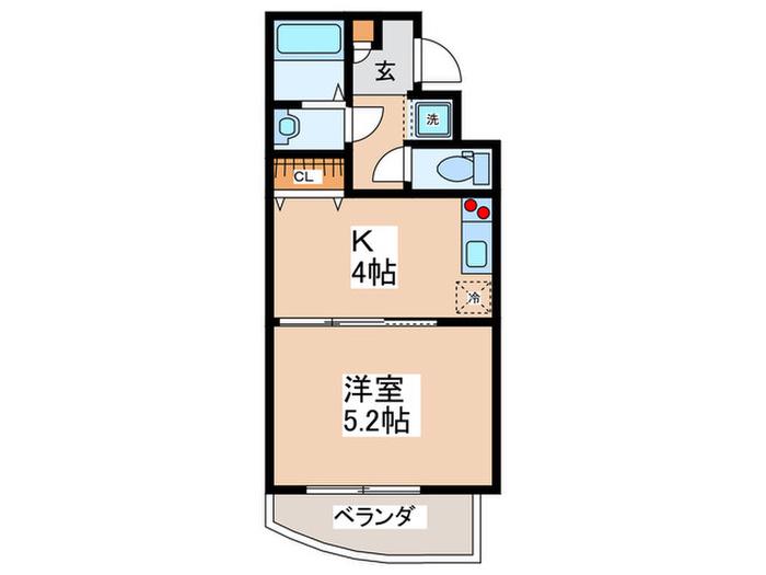 L・FLORE CENTER STAGE(1K/4階)の間取り写真