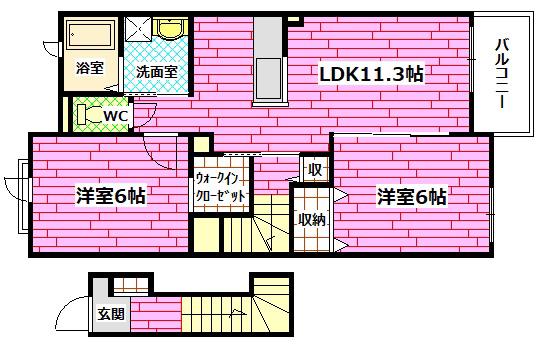 ステップ.1(2LDK/2階)の間取り写真