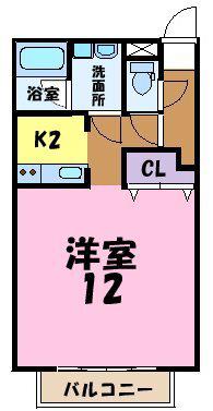 モナヴェイルⅡ(ワンルーム/3階)の間取り写真