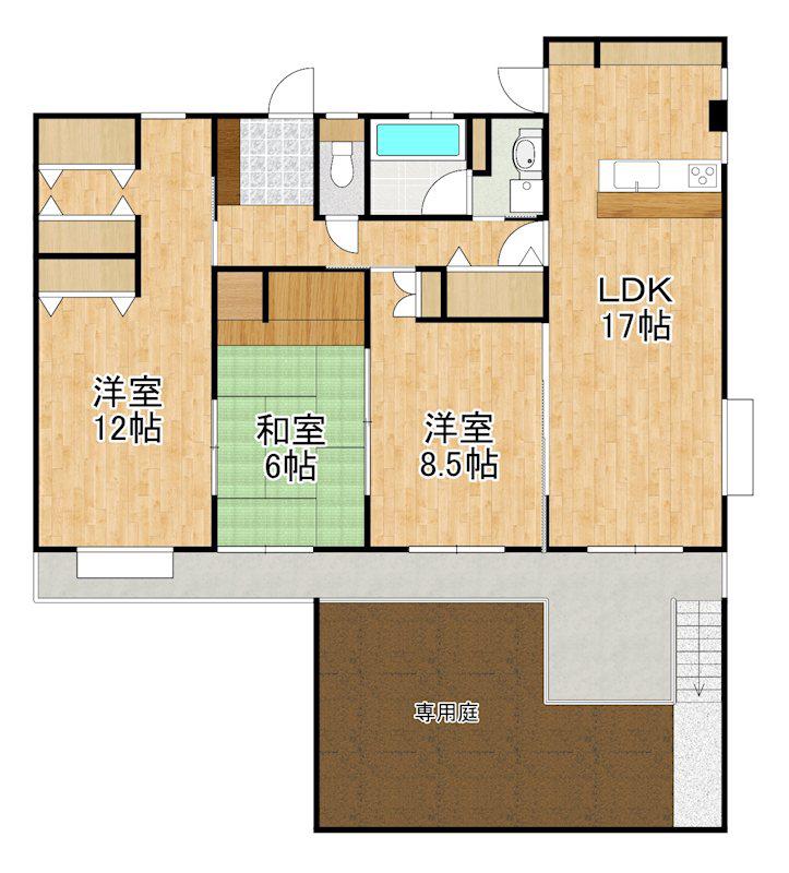 ウイングヒロセ(3LDK/1階)の間取り写真