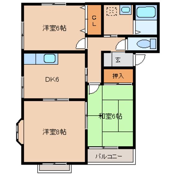アンソレイユKI(3DK/1階)の間取り写真