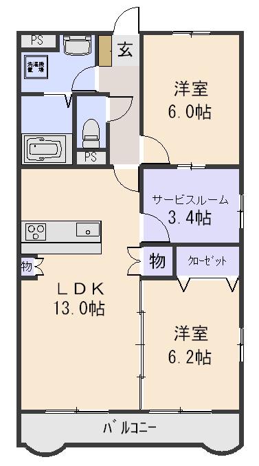 アイリス(2SLDK/3階)の間取り写真