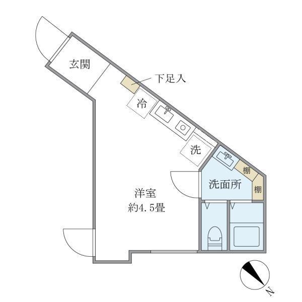 KEY LINK北馬込(ワンルーム/1階)の間取り写真