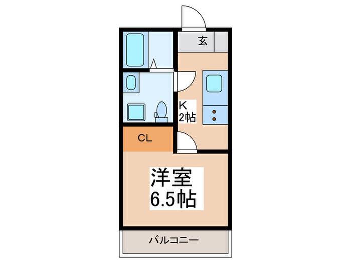 クレストコート東林間(ワンルーム/3階)の間取り写真