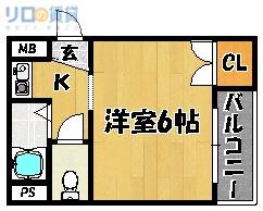 EDENホヅキ(1K/2階)の間取り写真