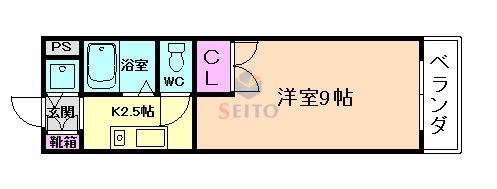 セレージャ桜塚(1K/3階)の間取り写真