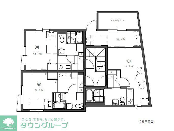 ファブール世田谷仙川(ワンルーム/3階)の間取り写真
