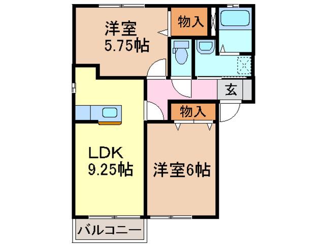 マリアローザAB・C(2LDK/1階)の間取り写真