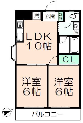 WILLさくら町前(2LDK/2階)の間取り写真