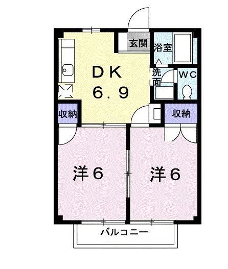 ニューシティ平盛(2DK/2階)の間取り写真