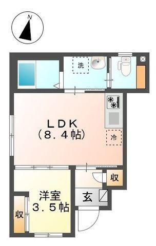 ノースヒルズ(1LDK/1階)の間取り写真