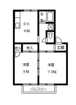 三協ハイツ(2DK/1階)の間取り写真