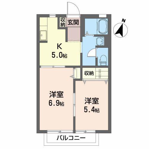 ロイヤルバレーIIA(2K/2階)の間取り写真