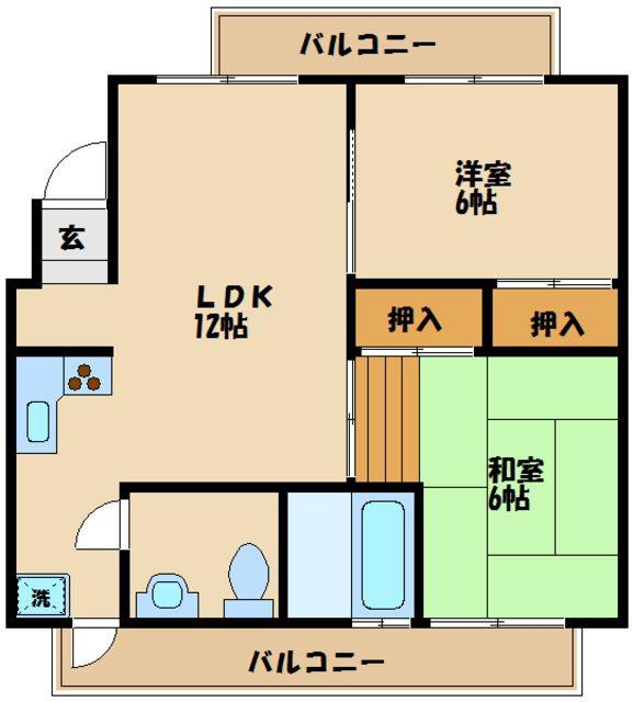 カーサポモドーロ A棟(2LDK/1階)の間取り写真