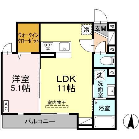 ディー パイナ宿河原7(1LDK/3階)の間取り写真