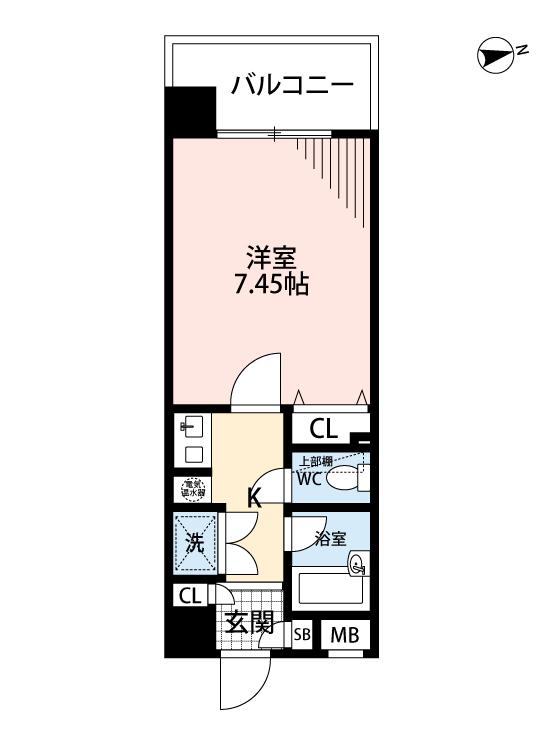 ダイナコート久留米本町(1K/4階)の間取り写真