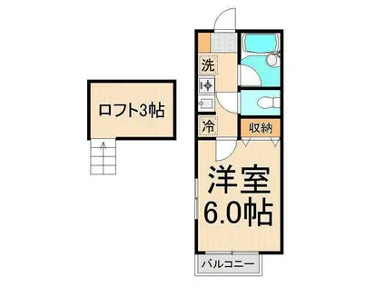 パークフロント谷中B棟(1K/1階)の間取り写真