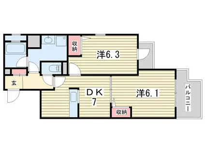 レジディア京都駅前(2DK/5階)の間取り写真