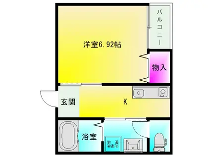 FSTYLE大蓮南1号館(1K/2階)の間取り写真