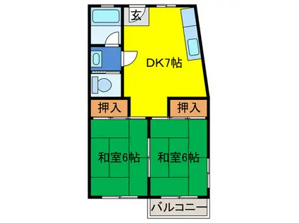 緑マンション(2DK/3階)の間取り写真