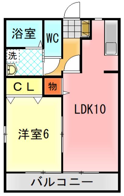 上三川ハイム(1LDK/2階)の間取り写真