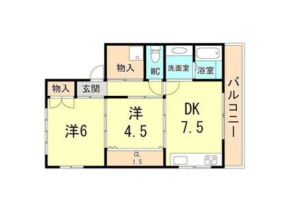 森マンション(2DK/1階)の間取り写真