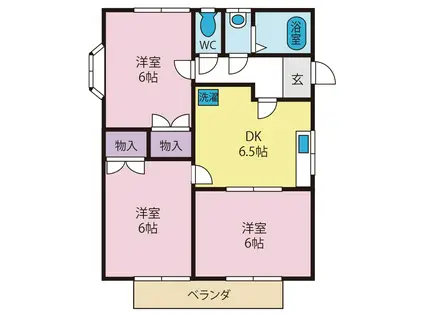 サンハイツ万力(3DK/2階)の間取り写真