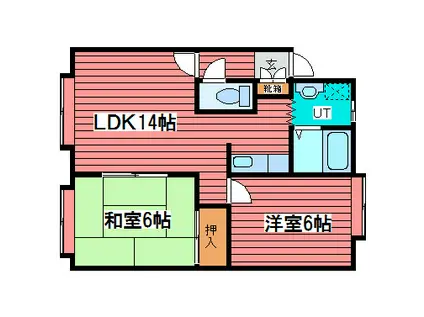 福住パ-クサイドマンション(2LDK/3階)の間取り写真