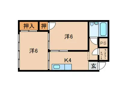 玉井ビル(2K/4階)の間取り写真