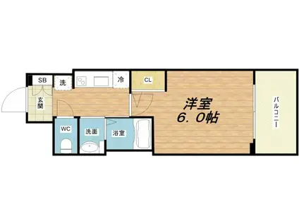 エステムコート難波サウスプレイスVIIIハイド(1K/15階)の間取り写真